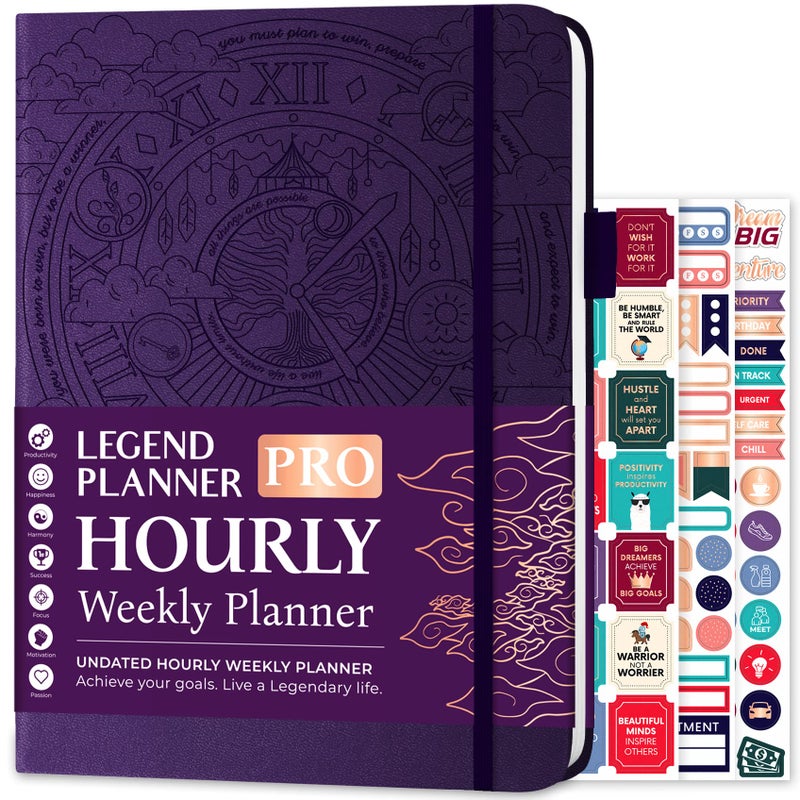 Legend Planner PRO Hourly Schedule - Weekly & Daily Organizer with Time Slots. Appointment Book Journal for Work & Personal, A4 (Purple) - Image 1